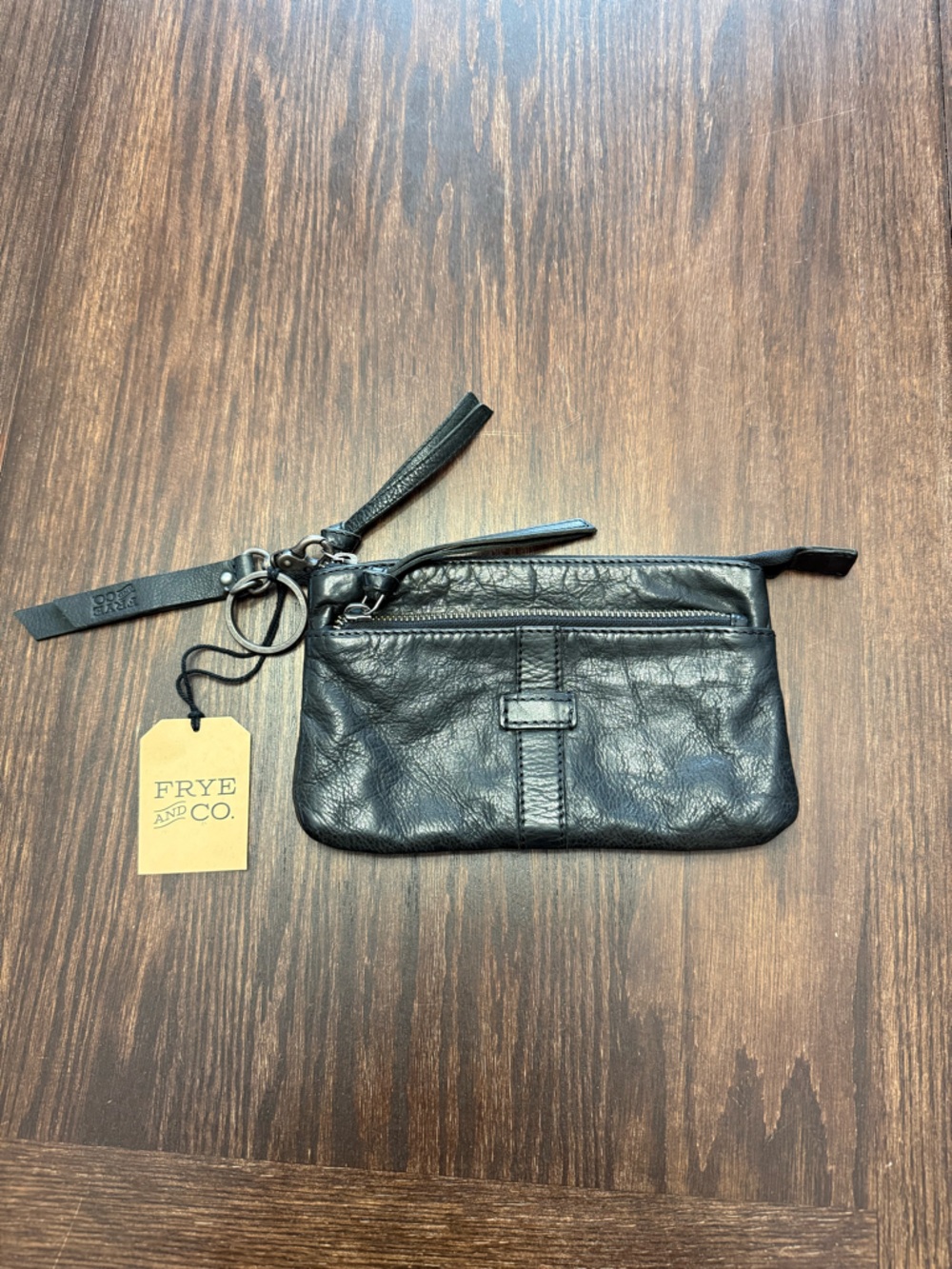 Frye and Co. Black Pebble Leather Zip Pouch
